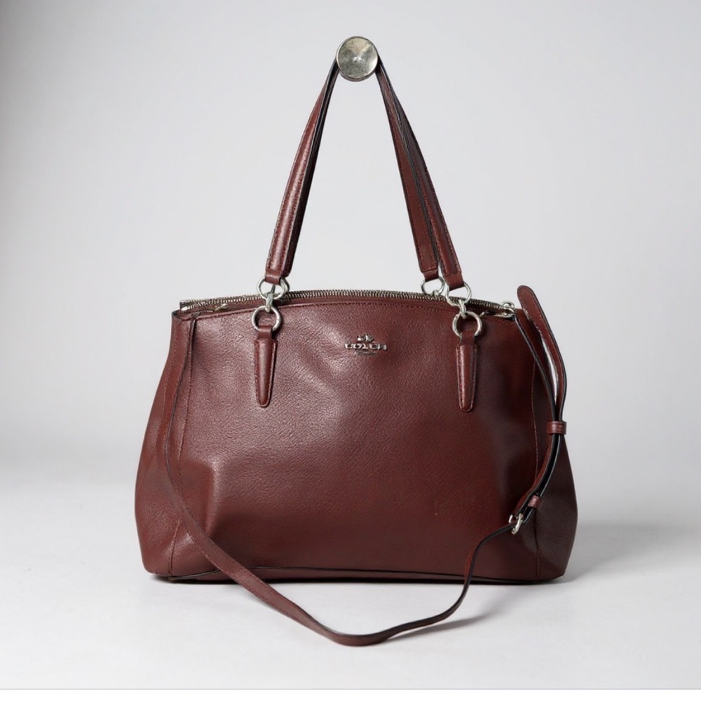 Coach Christie Carryall Burgundy Crossgrain Leather COA